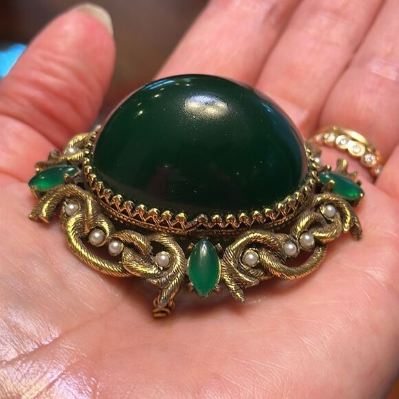 JEANNE VINTAGE BROOCH PENDANT ROYAL WORTHY ORNATE VICTORIAN STYLE PIECE EVUC - Picture 4 of 10